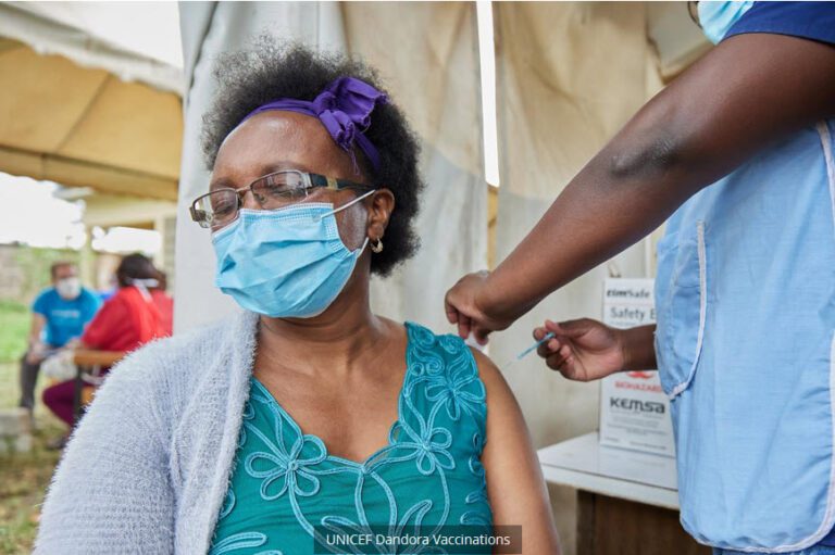 Woman getting vaccine jab