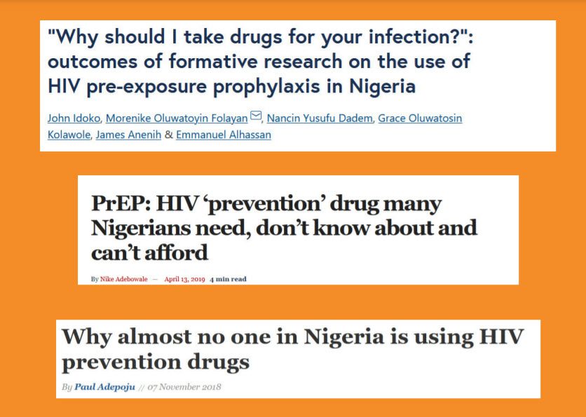 Headlines of articles on HIV/Aids in Nigeria