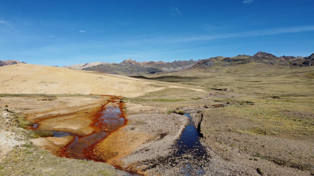 Contaminated stream in the Peruvian highlands.