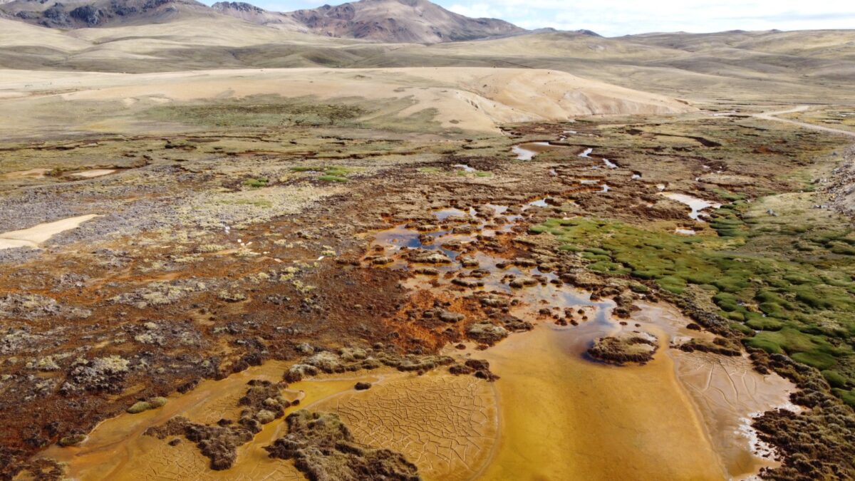 Image of contaminated area by the gold mine in Peru.