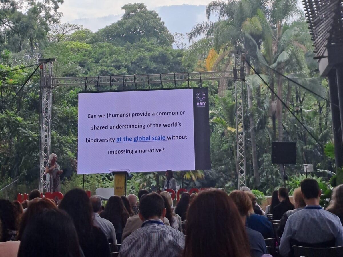 View of slide during plenary session of WCSJ 2023 in Colombia